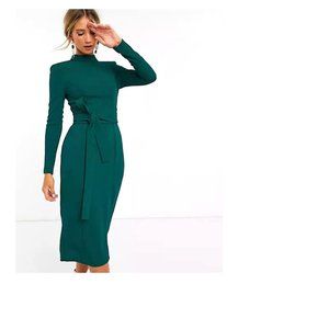 ASOS DESIGN Long Sleeve Midi Dress with obi belt Size 2